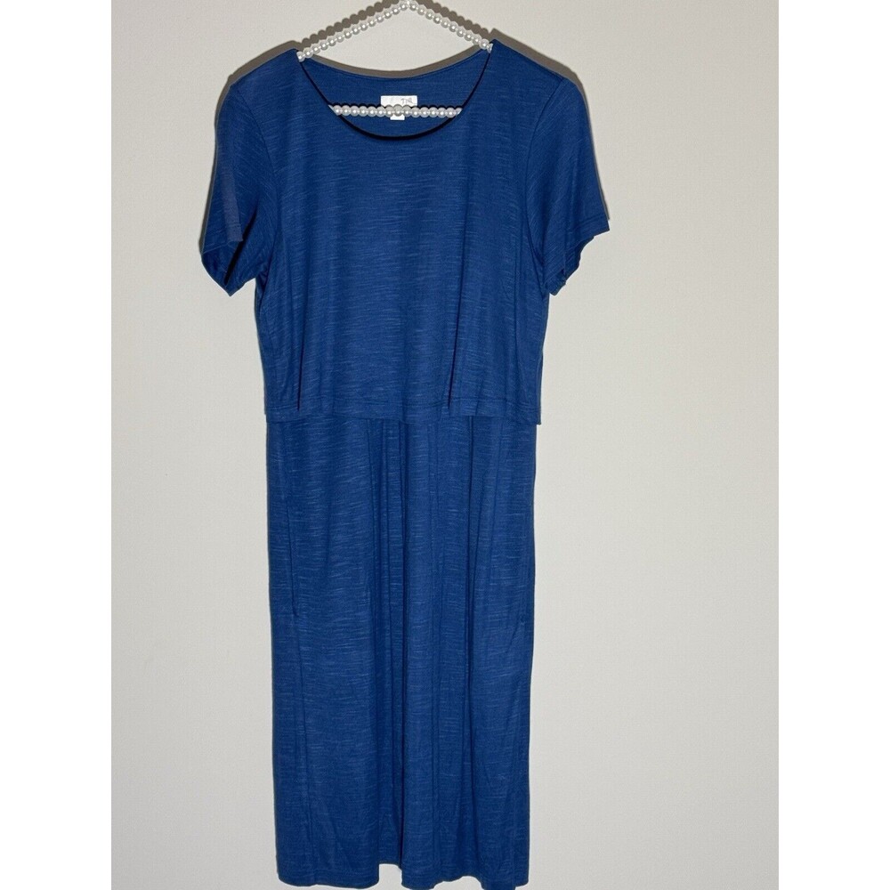 J Jill XS Seaside Layered Dress Back Button Knee Length Blue New Extra Small
